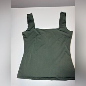 Forever21 wearever Stylish Olive Double Layered Square-neck Tank Top Camisole